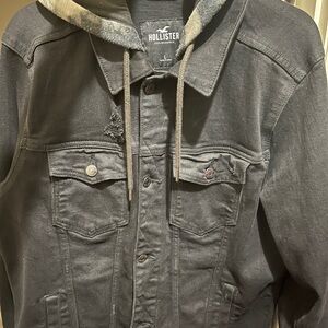 Hollister Men's Charcoal Hooded Jacket